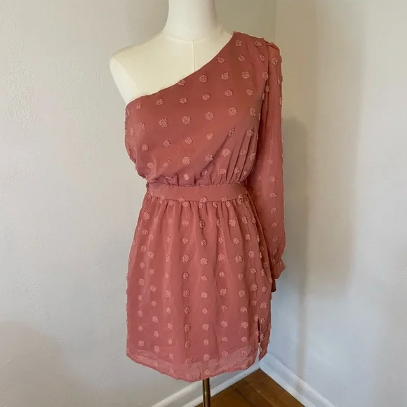 Pink Lily | Dresses | Pink Lily Asymmetrical Ruched Pink Cocktail Dress